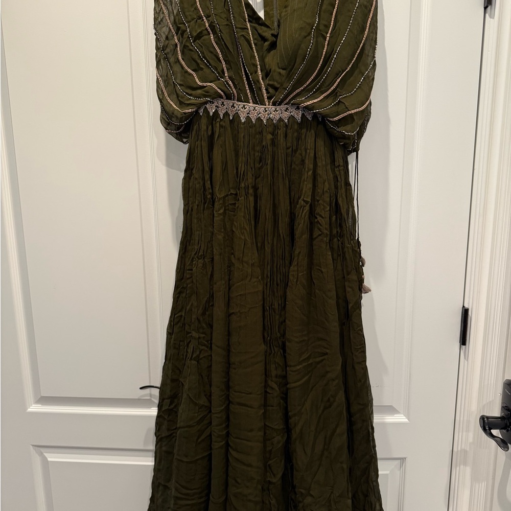 Elegant Olive Green Maxi Dress